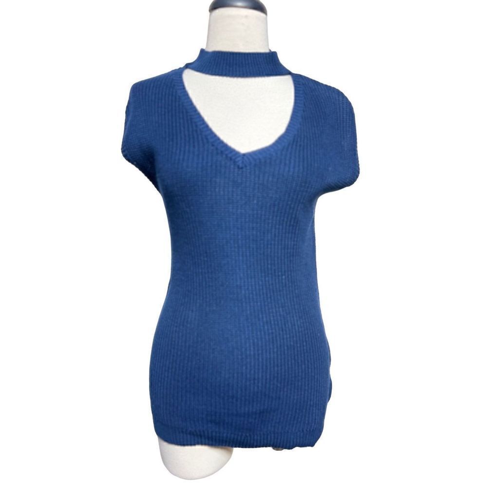 Skies Are Blue Sexy Navy Blue Sleeveless Tunic Sweater Size XS